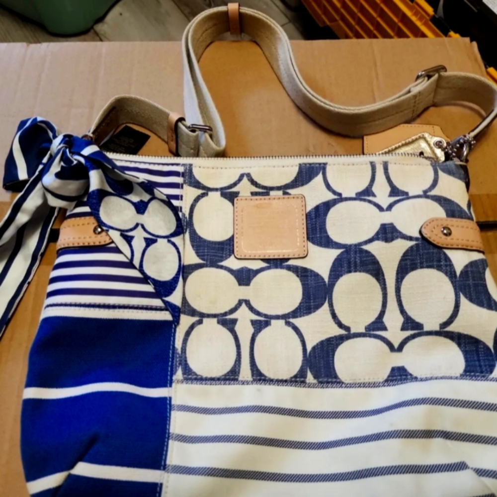 Coach patchwork Daisy convertible Striped Shoulder/Crossbody Handbag